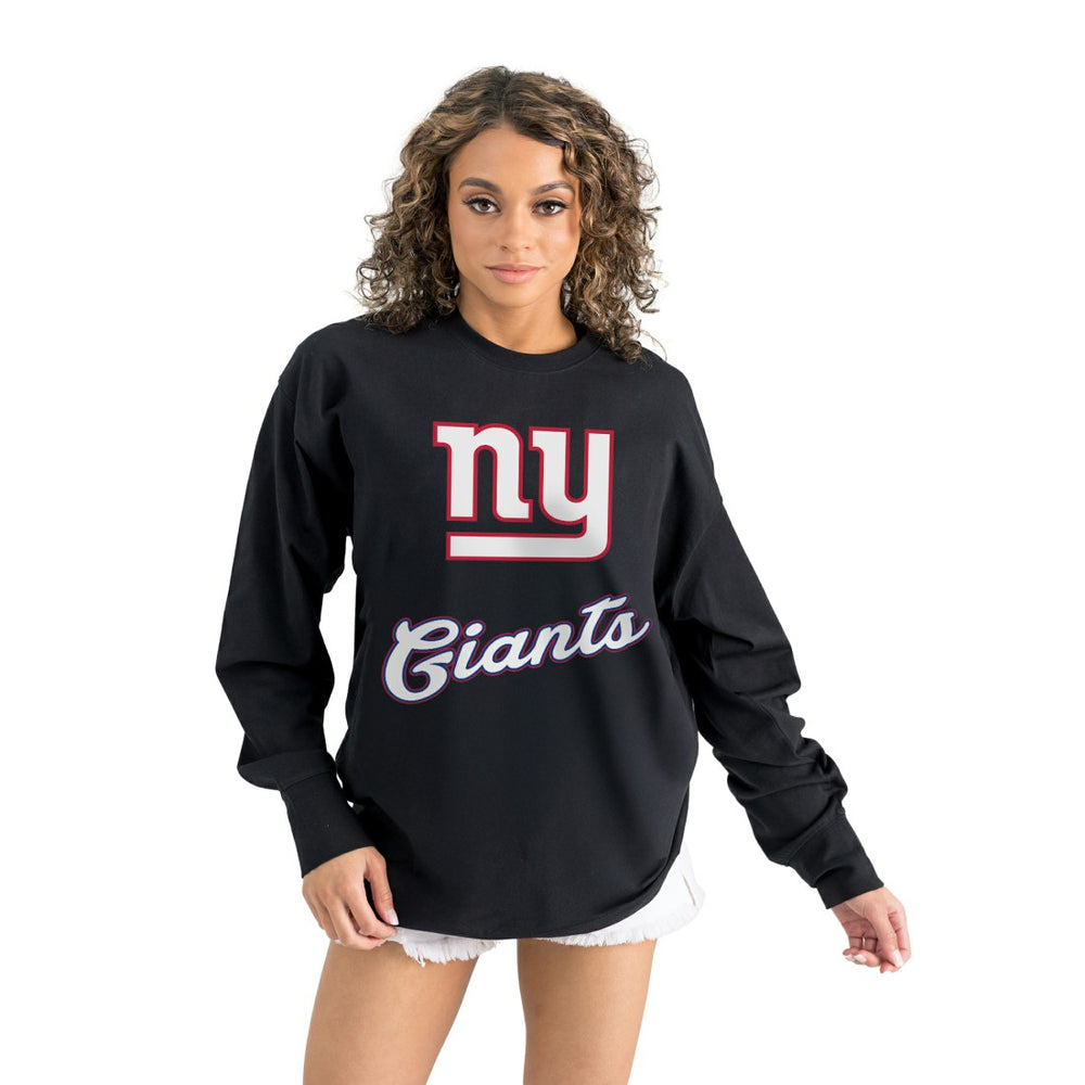 New York Giants Gameday Couture Women's Oversized Long Sleeve T-Shirt - Black online