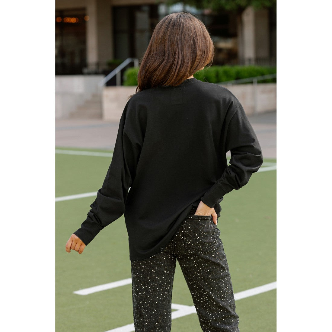 New York Giants Gameday Couture Women's Oversized Long Sleeve T-Shirt - Black online
