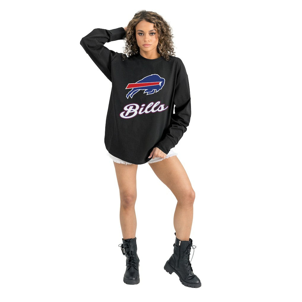 Buffalo Bills Gameday Couture Women's Oversized Long Sleeve T-Shirt - Black discount