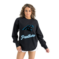 Carolina Panthers Gameday Couture Women's Oversized Long Sleeve T-Shirt - Black cheap