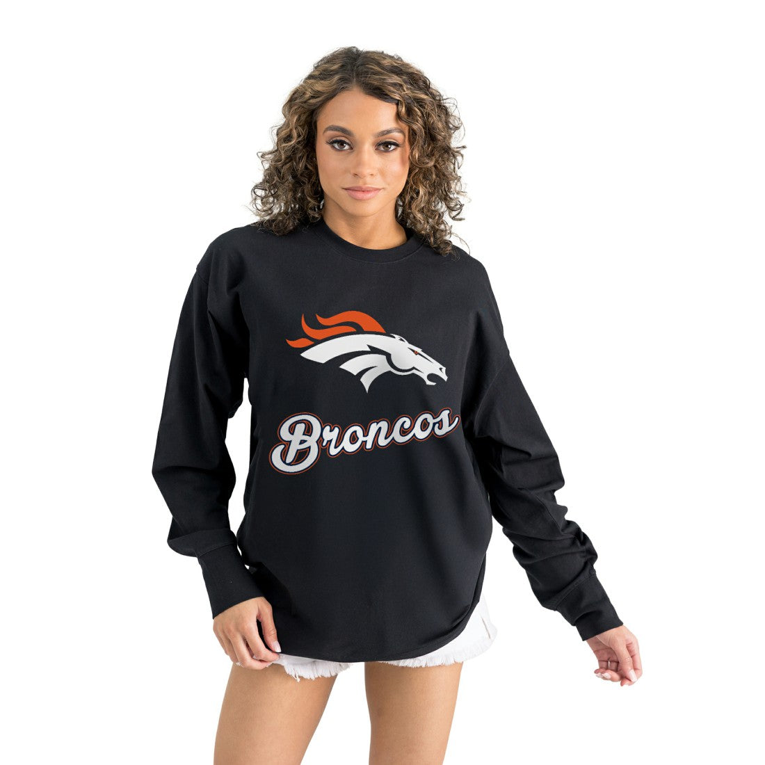 Denver Broncos Gameday Couture Women's Oversized Long Sleeve T-Shirt - Black outlet