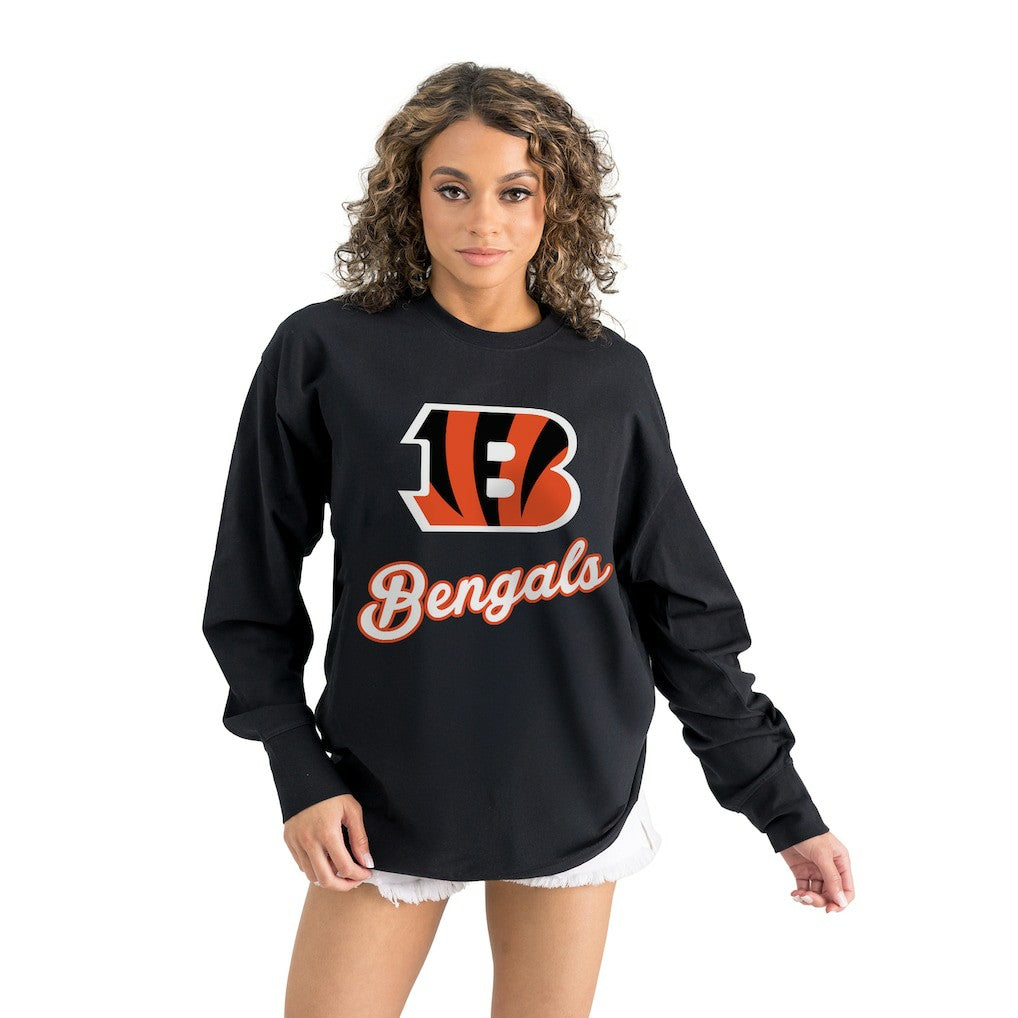 Cincinnati Bengals Gameday Couture Women's Oversized Long Sleeve T-Shirt - Black sale
