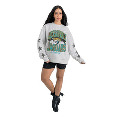Jacksonville Jaguars Gameday Couture Women's Resilience Relaxed Rhinestone Pullover Sweatshirt - Ash online