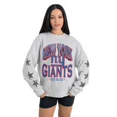 New York Giants Gameday Couture Women's Resilience Relaxed Rhinestone Pullover Sweatshirt - Ash outlet