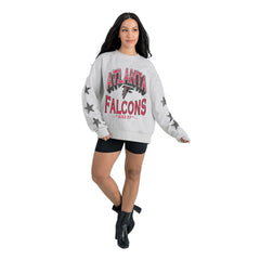 Atlanta Falcons Gameday Couture Women's Resilience Relaxed Rhinestone Pullover Sweatshirt - Ash sale