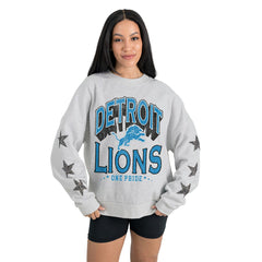 Detroit Lions Gameday Couture Women's Resilience Relaxed Rhinestone Pullover Sweatshirt - Ash on sale