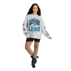 Detroit Lions Gameday Couture Women's Resilience Relaxed Rhinestone Pullover Sweatshirt - Ash on sale