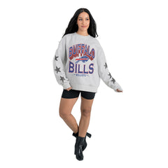 Buffalo Bills Gameday Couture Women's Resilience Relaxed Rhinestone Pullover Sweatshirt - Ash sale