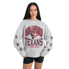 Houston Texans Gameday Couture Women's Resilience Relaxed Rhinestone Pullover Sweatshirt - Ash discount