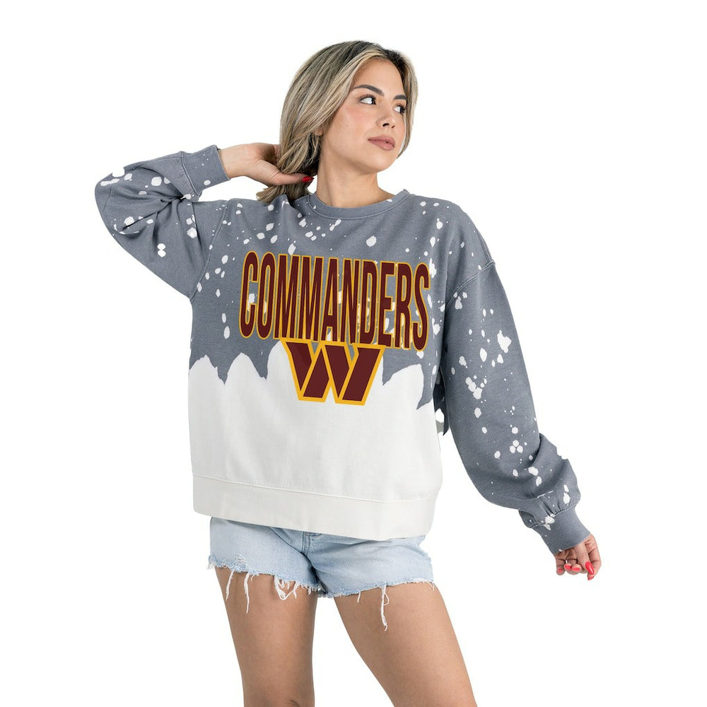 Washington Commanders Gameday Couture Women's Oversized Faded Wash Tri-Blend Pullover Sweatshirt - Gray for sale
