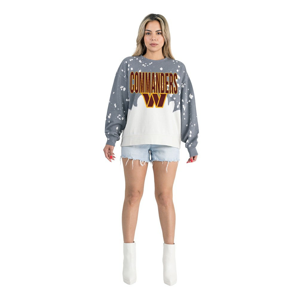 Washington Commanders Gameday Couture Women's Oversized Faded Wash Tri-Blend Pullover Sweatshirt - Gray for sale