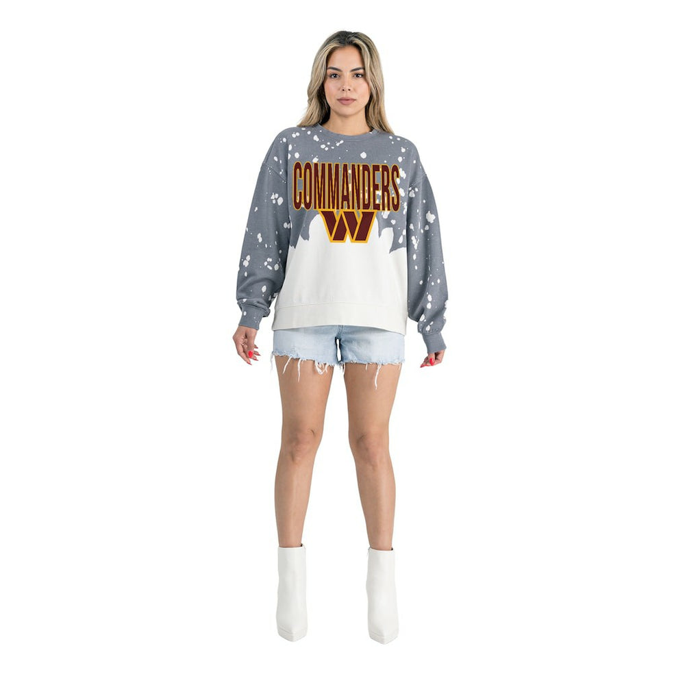 Washington Commanders Gameday Couture Women's Oversized Faded Wash Tri-Blend Pullover Sweatshirt - Gray for sale