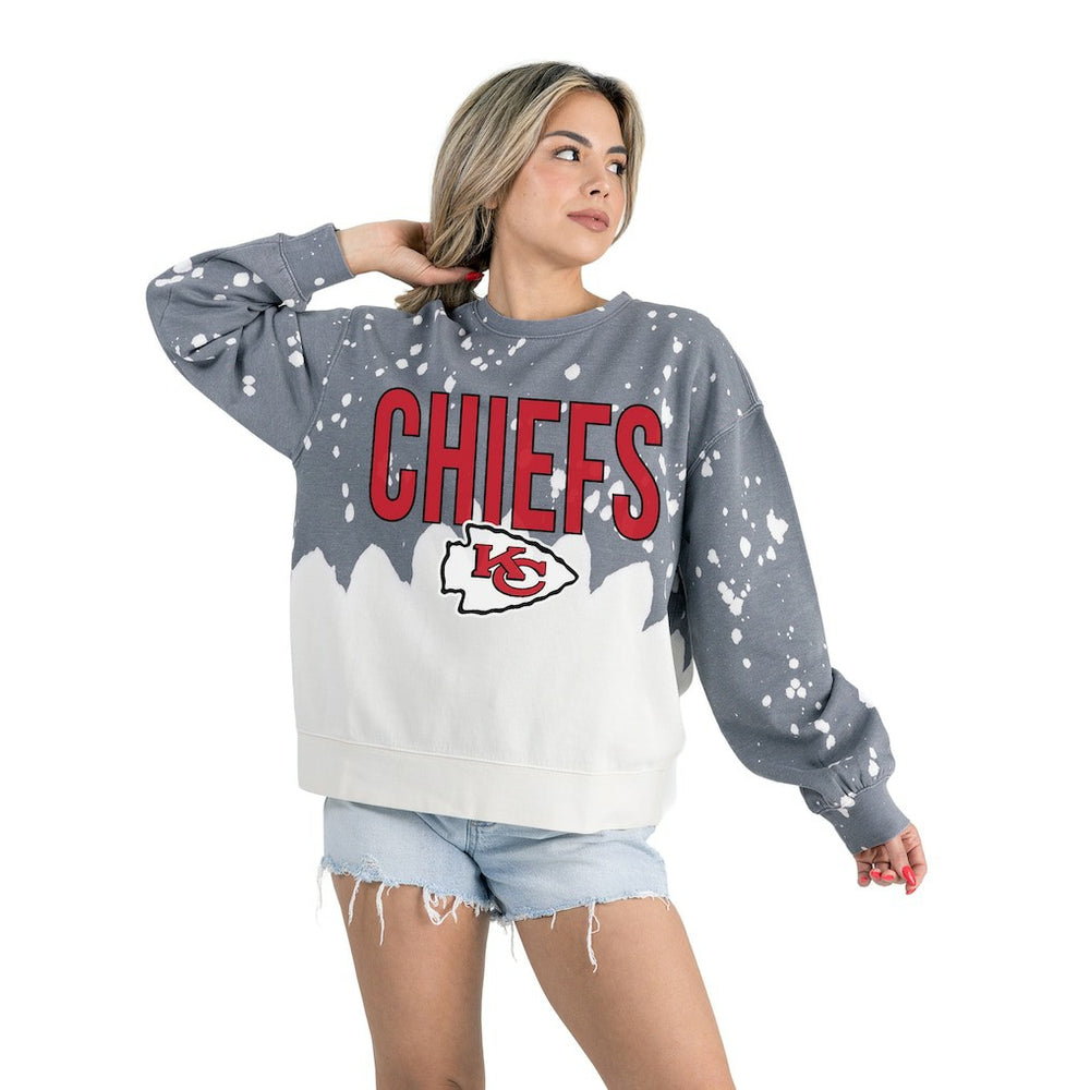 Kansas City Chiefs Gameday Couture Women's Oversized Faded Wash Tri-Blend Pullover Sweatshirt - Gray outlet