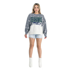 Seattle Seahawks Gameday Couture Women's Oversized Faded Wash Tri-Blend Pullover Sweatshirt - Gray for sale