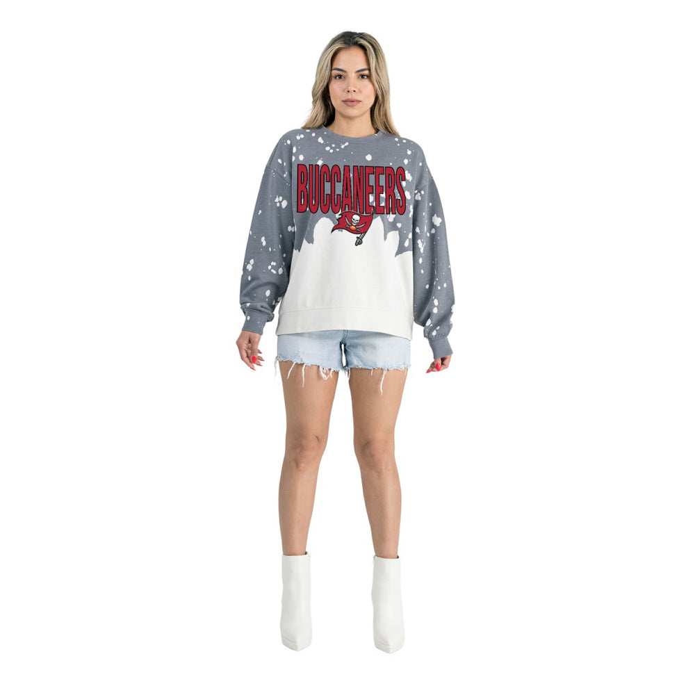 Tampa Bay Buccaneers Gameday Couture Women's Oversized Faded Wash Tri-Blend Pullover Sweatshirt - Gray on sale