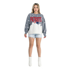 New England Patriots Gameday Couture Women's Oversized Faded Wash Tri-Blend Pullover Sweatshirt - Gray cheap