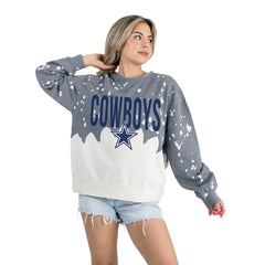 Dallas Cowboys Gameday Couture Women's Oversized Faded Wash Tri-Blend Pullover Sweatshirt - Gray outlet