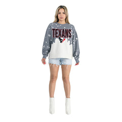 Houston Texans Gameday Couture Women's Oversized Faded Wash Tri-Blend Pullover Sweatshirt - Gray sale