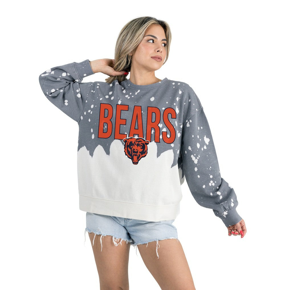 Chicago Bears Gameday Couture Women's Oversized Faded Wash Tri-Blend Pullover Sweatshirt - Gray on sale