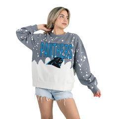 Carolina Panthers Gameday Couture Women's Oversized Faded Wash Tri-Blend Pullover Sweatshirt - Gray cheap