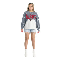 Atlanta Falcons Gameday Couture Women's Oversized Faded Wash Tri-Blend Pullover Sweatshirt - Gray for sale