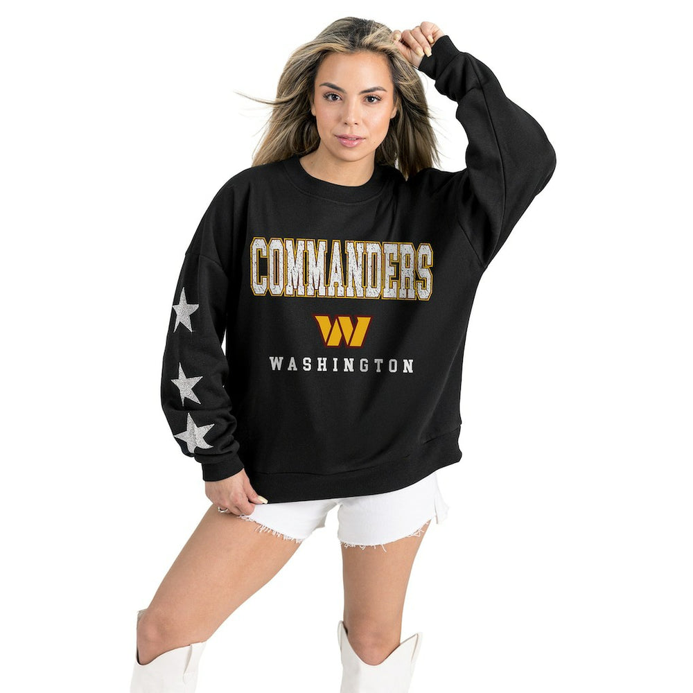Washington Commanders Gameday Couture Women's Velocity Relaxed Rhinestone Pullover Sweatshirt - Black sale