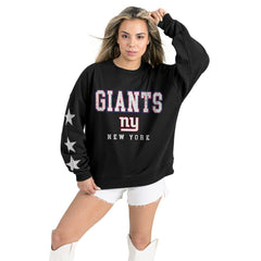 New York Giants Gameday Couture Women's Velocity Relaxed Rhinestone Pullover Sweatshirt - Black sale