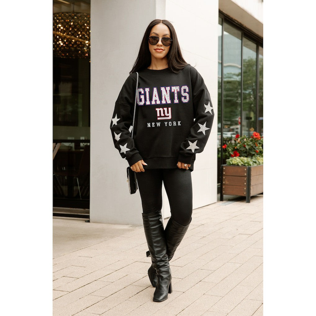 New York Giants Gameday Couture Women's Velocity Relaxed Rhinestone Pullover Sweatshirt - Black sale
