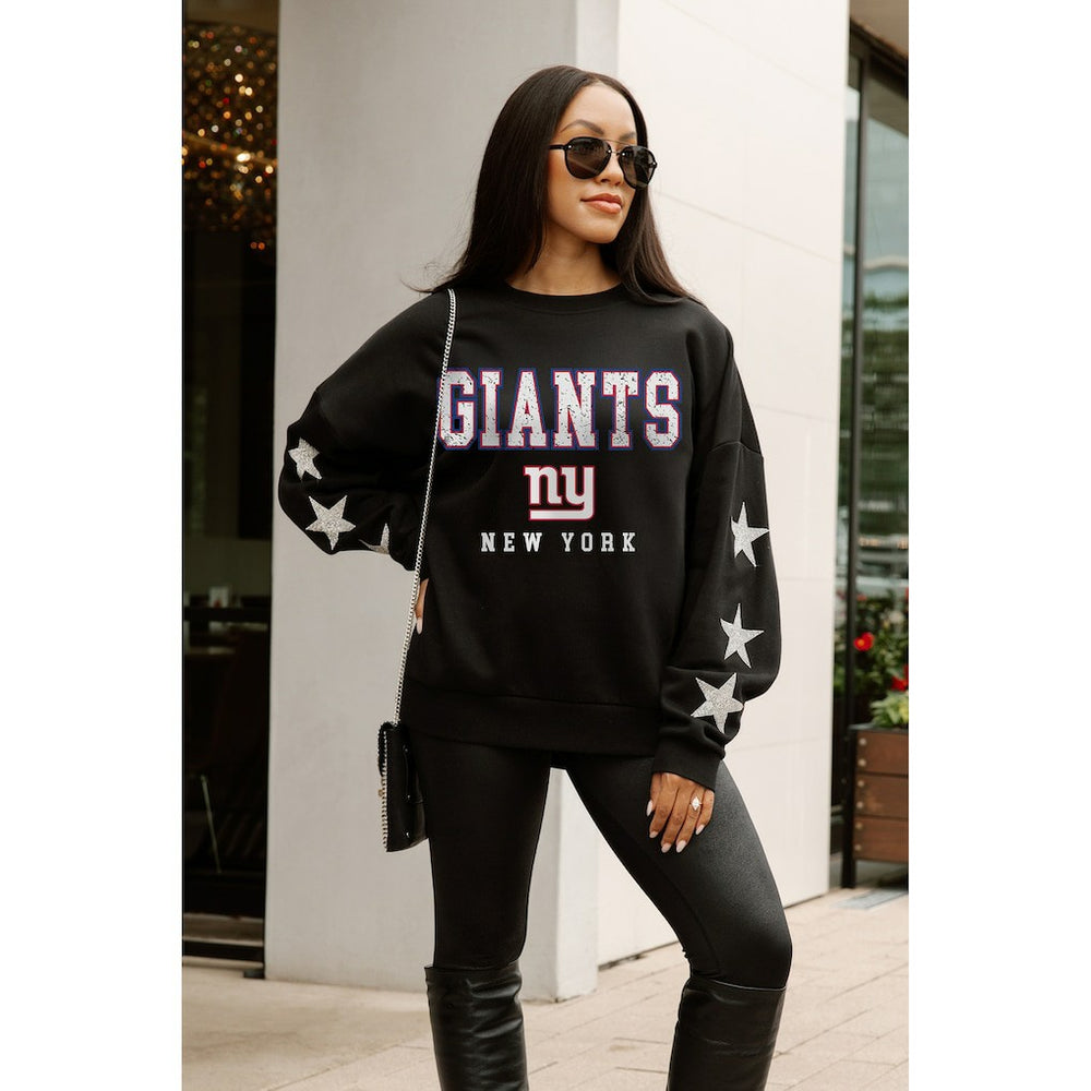 New York Giants Gameday Couture Women's Velocity Relaxed Rhinestone Pullover Sweatshirt - Black sale