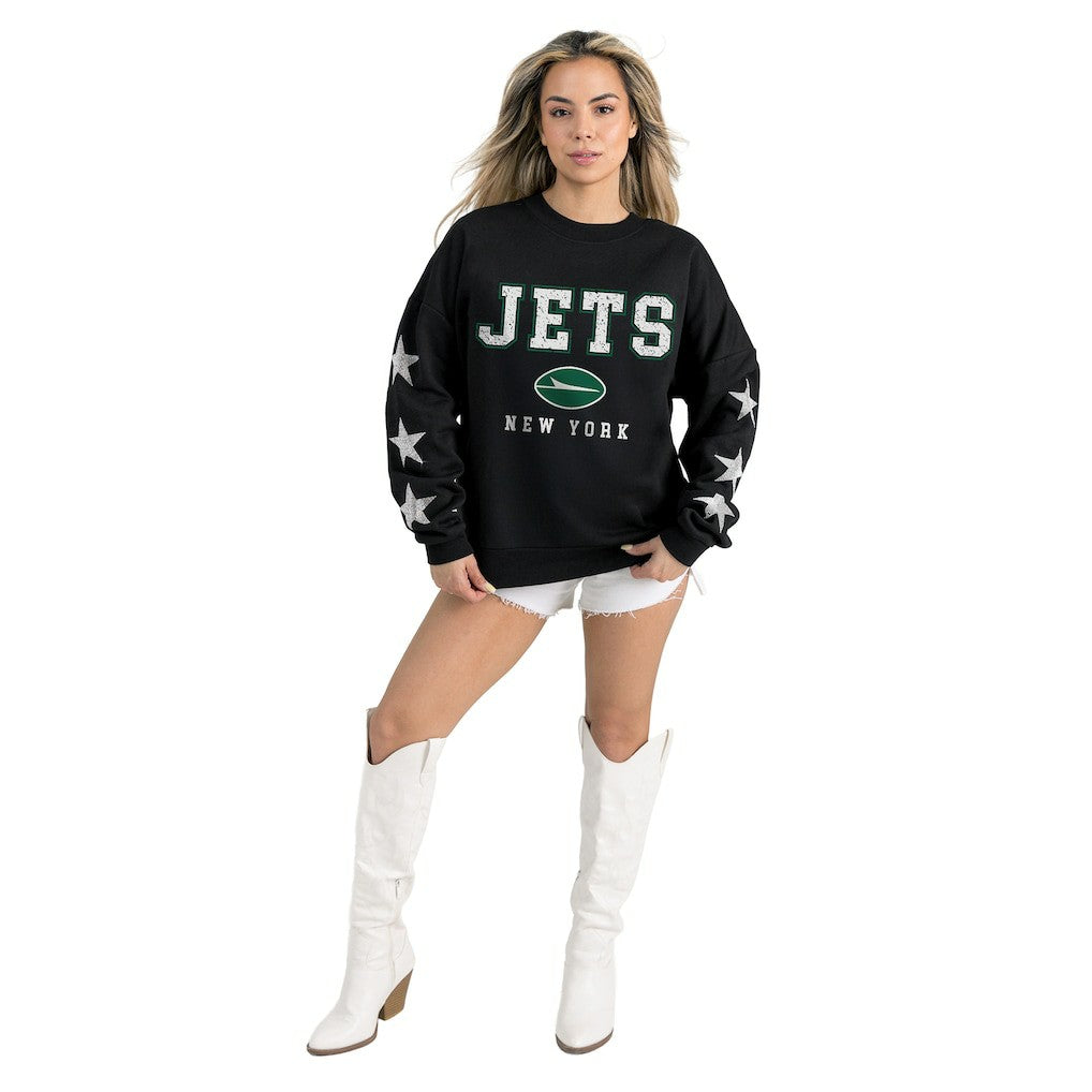 New York Jets Gameday Couture Women's Velocity Relaxed Rhinestone Pullover Sweatshirt - Black cheap