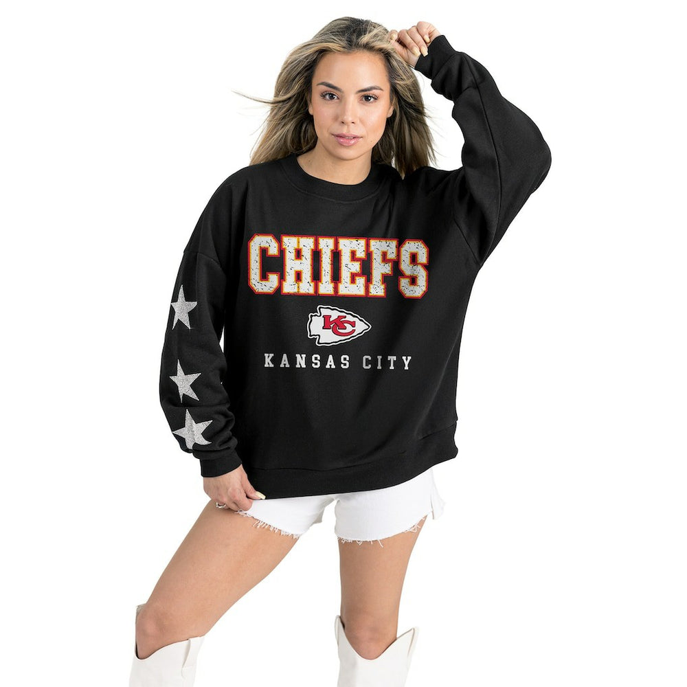 Kansas City Chiefs Gameday Couture Women's Velocity Relaxed Rhinestone Pullover Sweatshirt - Black on sale