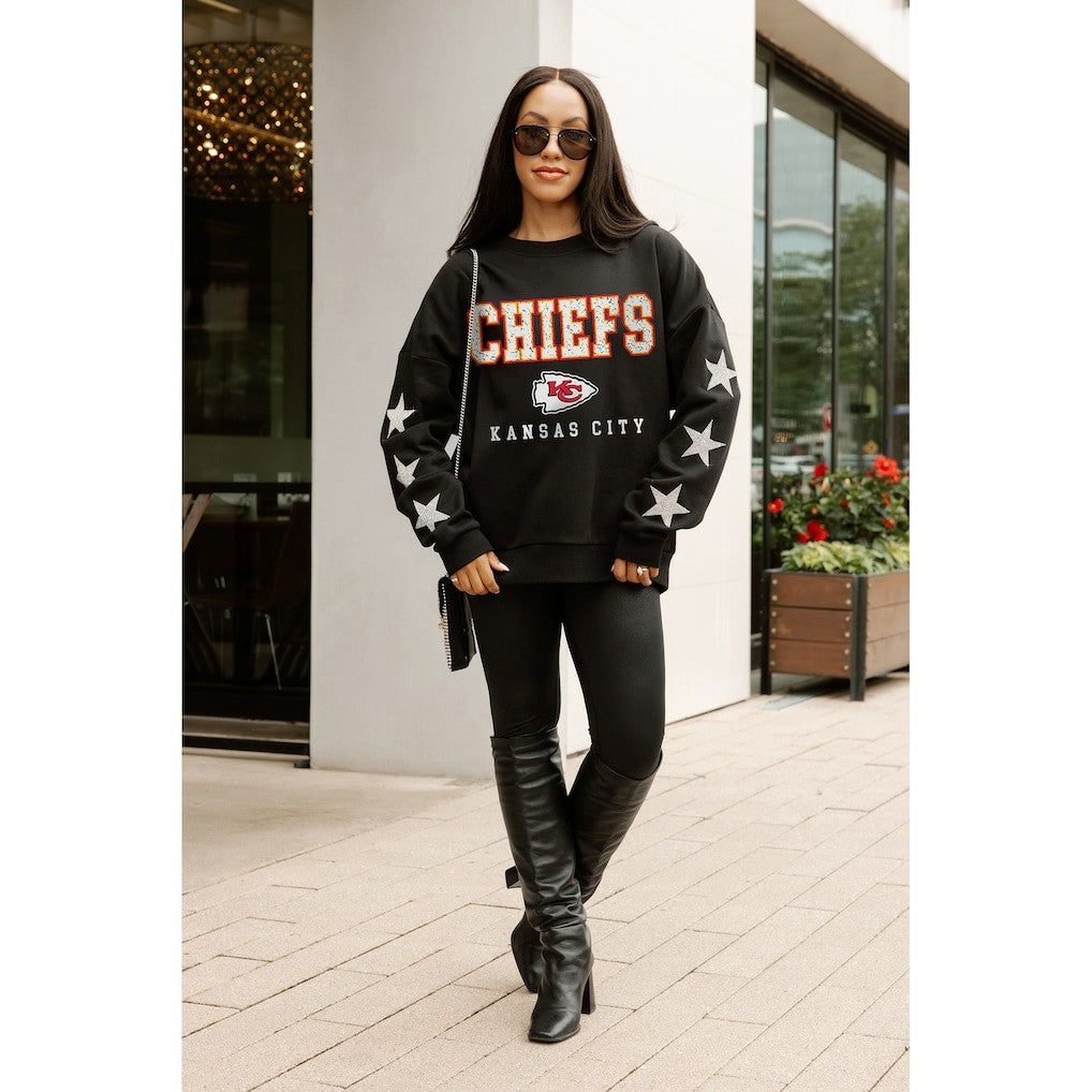 Kansas City Chiefs Gameday Couture Women's Velocity Relaxed Rhinestone Pullover Sweatshirt - Black on sale