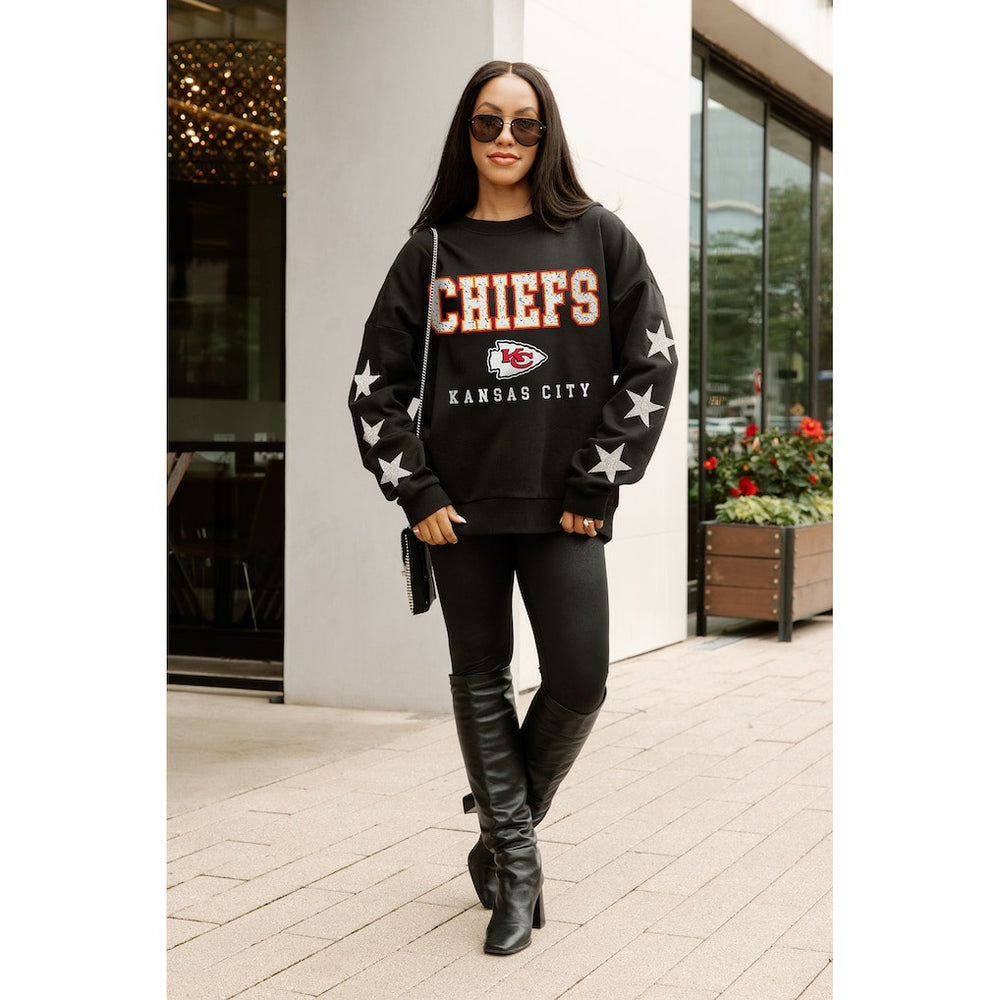 Kansas City Chiefs Gameday Couture Women's Velocity Relaxed Rhinestone Pullover Sweatshirt - Black on sale