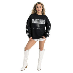 Las Vegas Raiders Gameday Couture Women's Velocity Relaxed Rhinestone Pullover Sweatshirt - Black discount