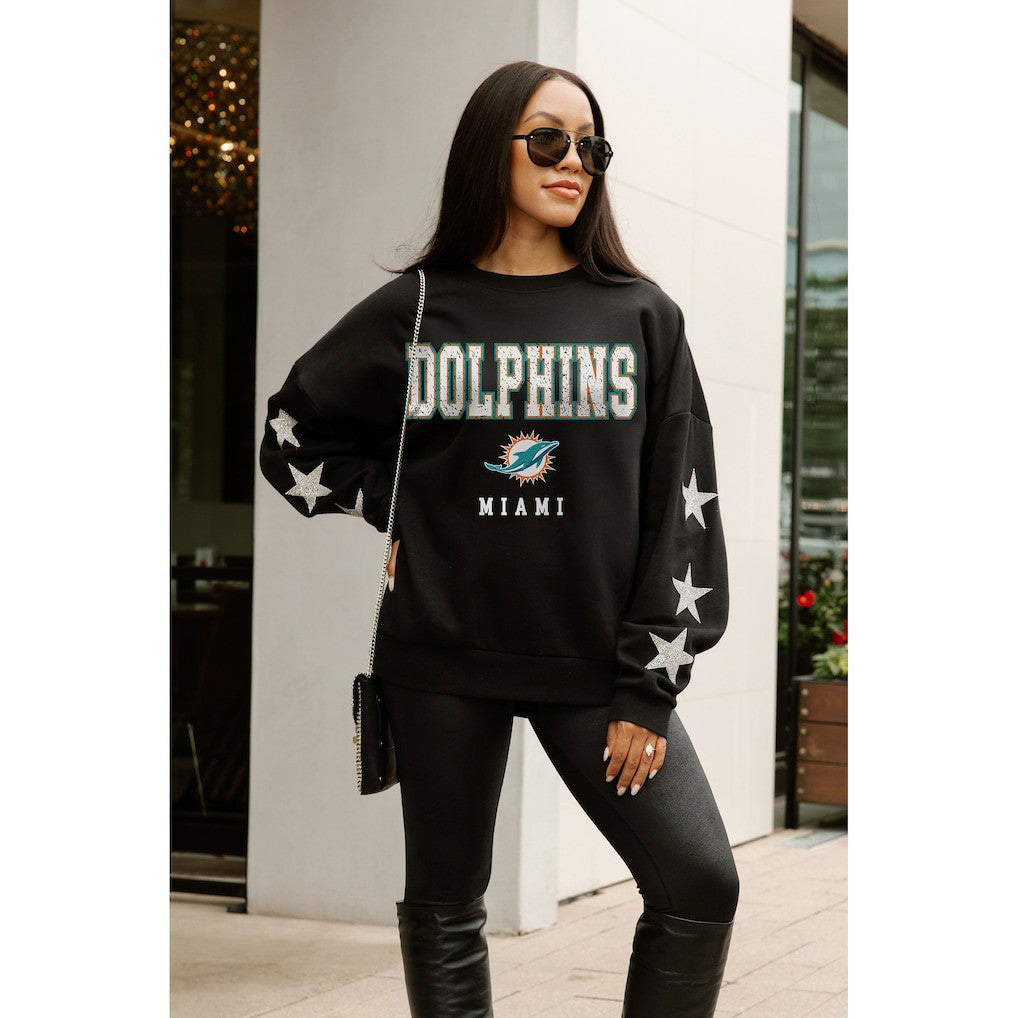 Miami Dolphins Gameday Couture Women's Velocity Relaxed Rhinestone Pullover Sweatshirt - Black outlet