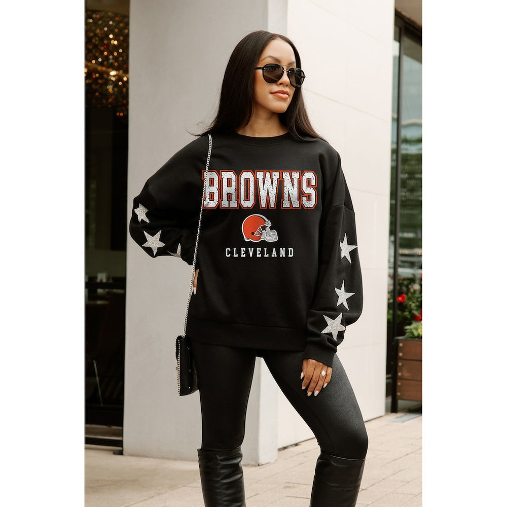 Cleveland Browns Gameday Couture Women's Velocity Relaxed Rhinestone Pullover Sweatshirt - Black online