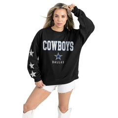 Dallas Cowboys Gameday Couture Women's Velocity Relaxed Rhinestone Pullover Sweatshirt - Black for sale