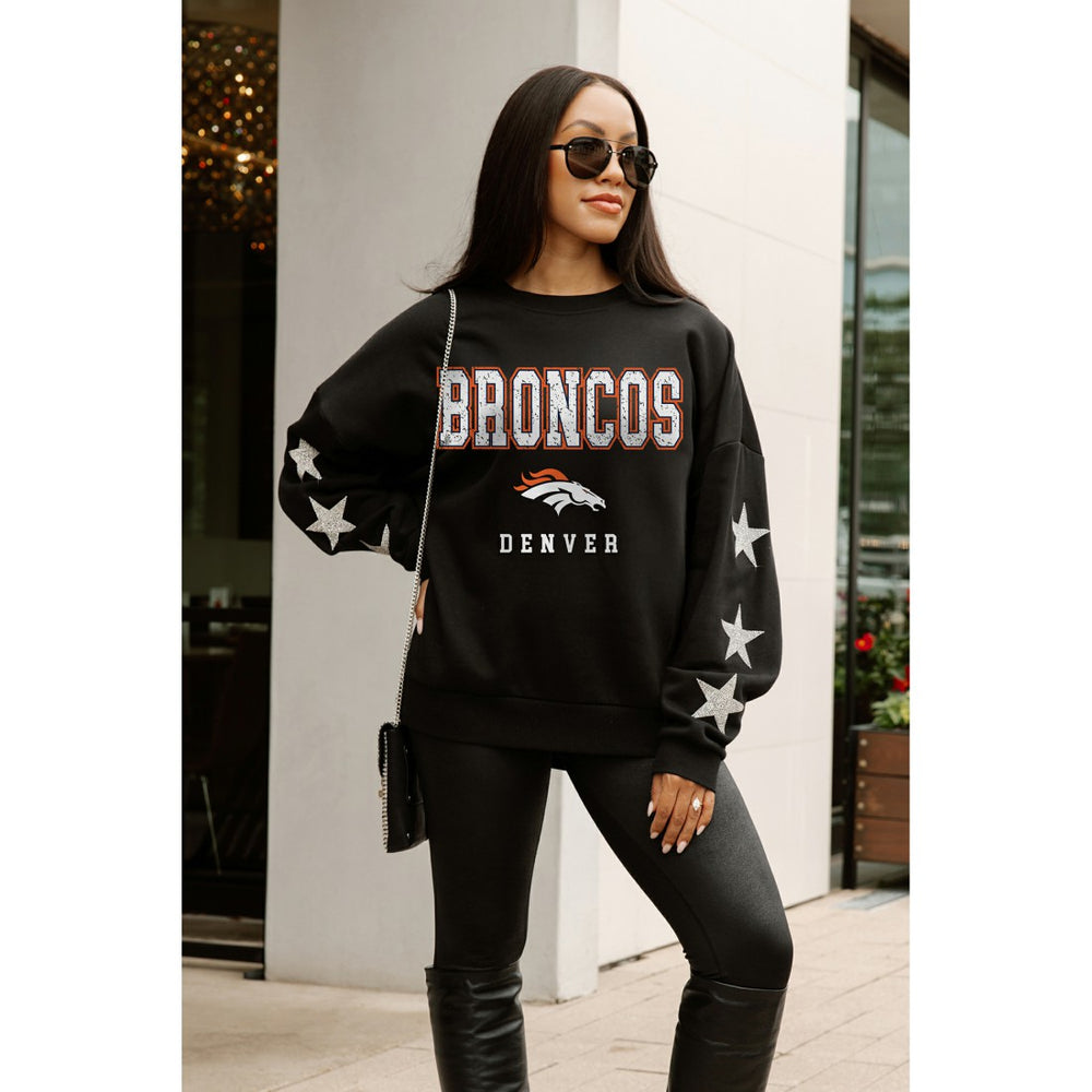 Denver Broncos Gameday Couture Women's Velocity Relaxed Rhinestone Pullover Sweatshirt - Black discount