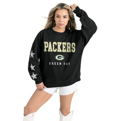 Green Bay Packers Gameday Couture Women's Velocity Relaxed Rhinestone Pullover Sweatshirt - Black cheap