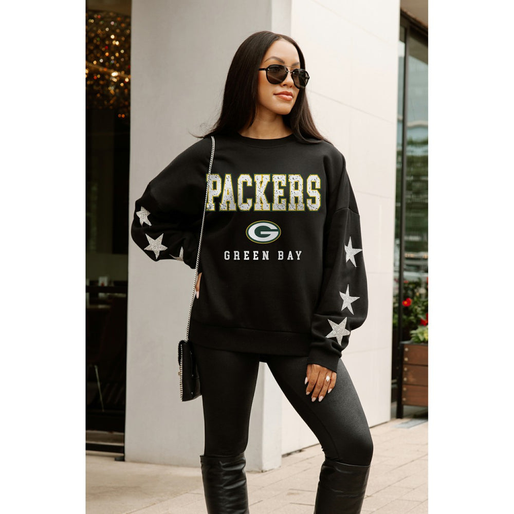 Green Bay Packers Gameday Couture Women's Velocity Relaxed Rhinestone Pullover Sweatshirt - Black cheap