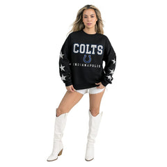 Indianapolis Colts Gameday Couture Women's Velocity Relaxed Rhinestone Pullover Sweatshirt - Black discount
