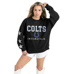 Indianapolis Colts Gameday Couture Women's Velocity Relaxed Rhinestone Pullover Sweatshirt - Black discount