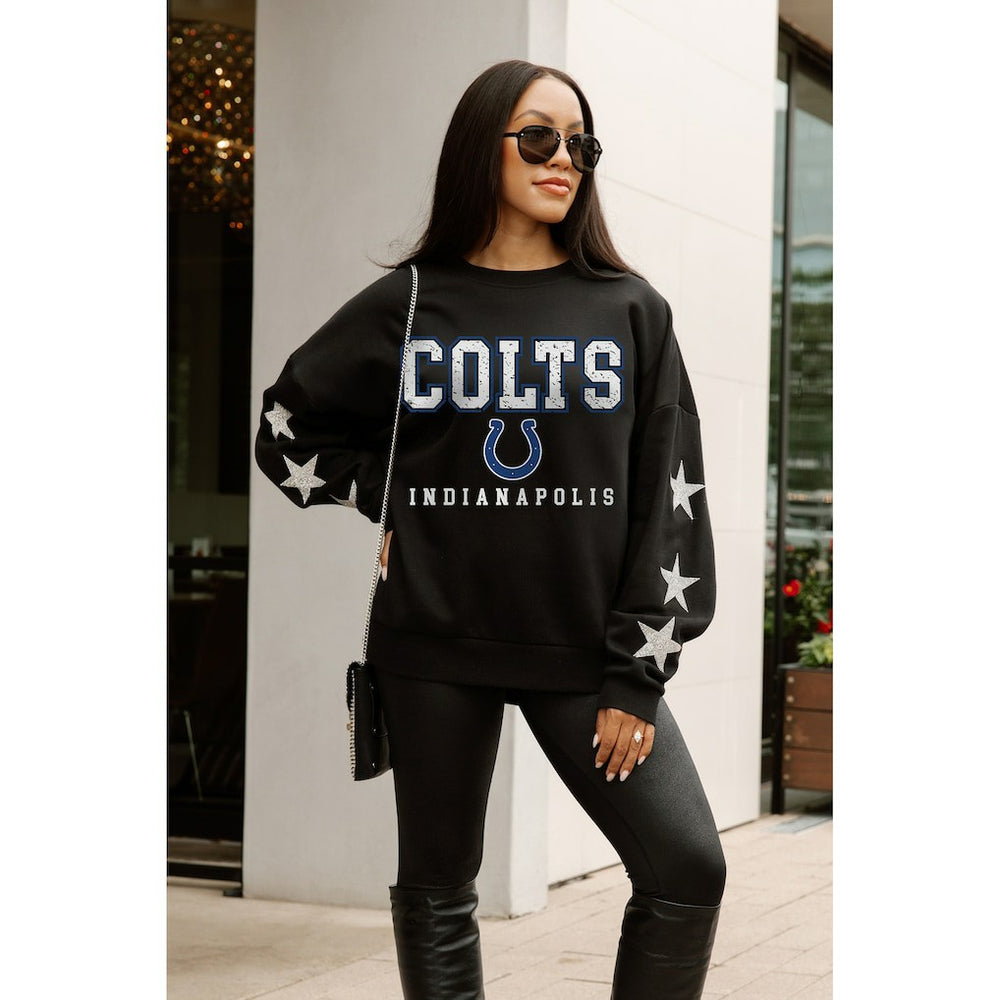 Indianapolis Colts Gameday Couture Women's Velocity Relaxed Rhinestone Pullover Sweatshirt - Black discount
