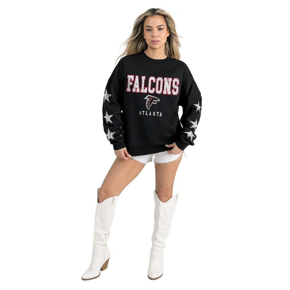 Atlanta Falcons Gameday Couture Women's Velocity Relaxed Rhinestone Pullover Sweatshirt - Black online