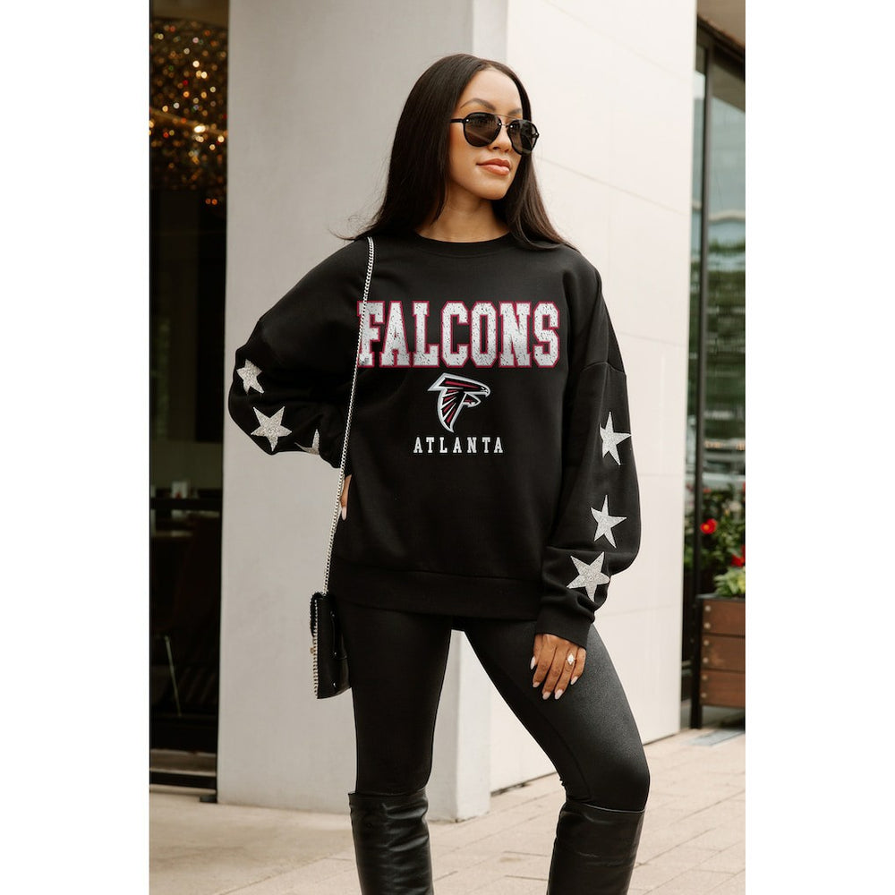 Atlanta Falcons Gameday Couture Women's Velocity Relaxed Rhinestone Pullover Sweatshirt - Black online