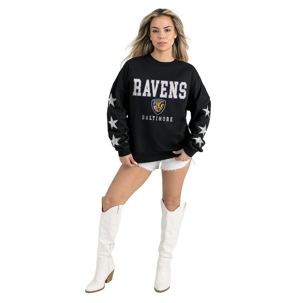 Baltimore Ravens Gameday Couture Women's Velocity Relaxed Rhinestone Pullover Sweatshirt - Black discount