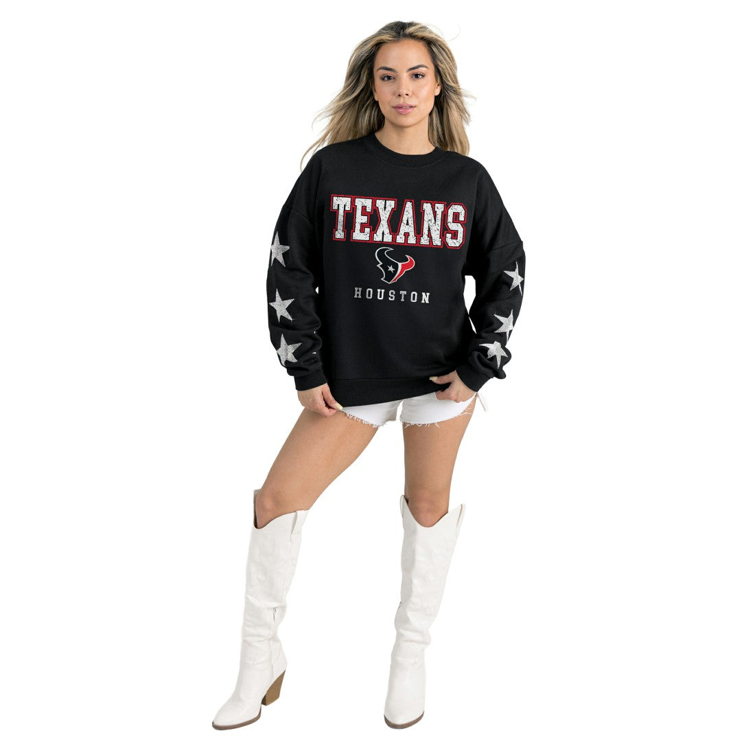 Houston Texans Gameday Couture Women's Velocity Relaxed Rhinestone Pullover Sweatshirt - Black outlet
