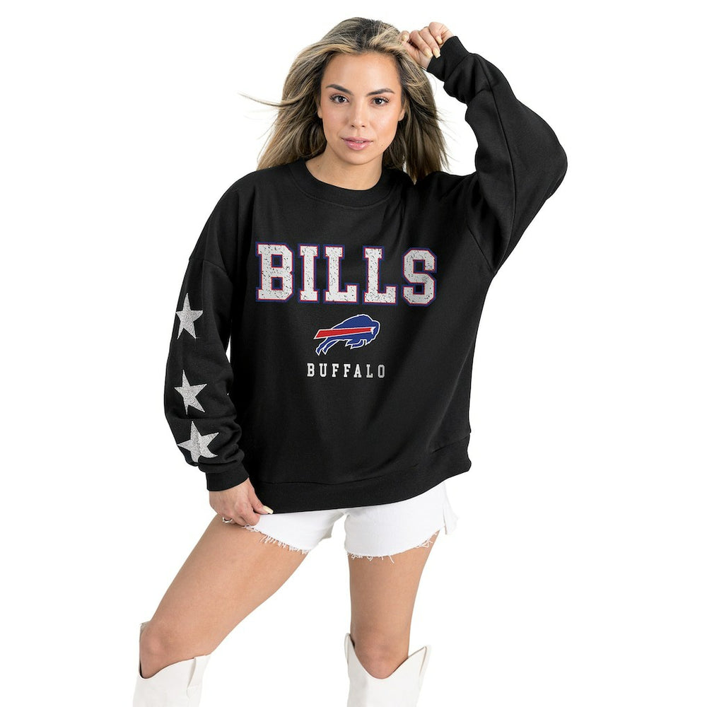 Buffalo Bills Gameday Couture Women's Velocity Relaxed Rhinestone Pullover Sweatshirt - Black online