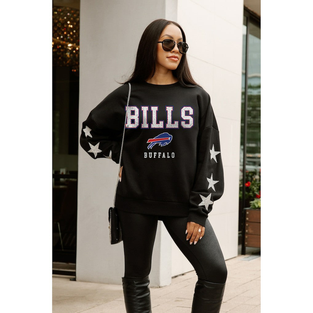 Buffalo Bills Gameday Couture Women's Velocity Relaxed Rhinestone Pullover Sweatshirt - Black online
