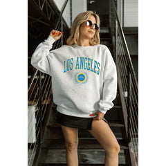Los Angeles Chargers Gameday Couture Women's Traditional Logo Oversized Premium Fleece Pullover Sweatshirt - Ash for sale